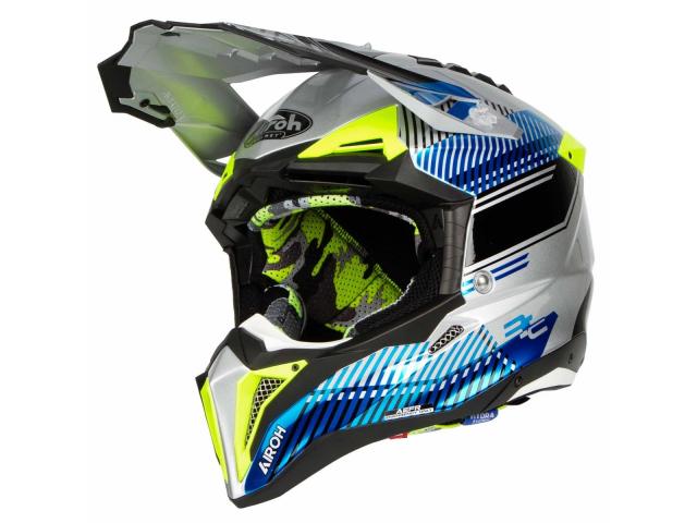 Casco Airoh Aviator 3 Wave Argento/Blu 